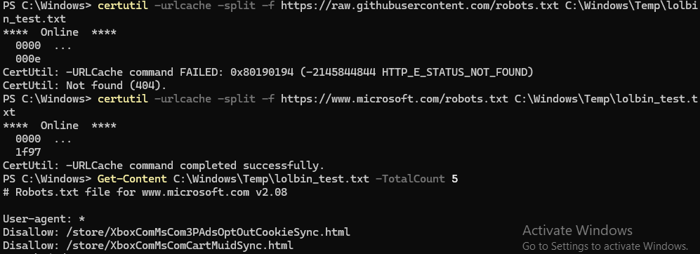 certutil used as a LOLBin to download a file