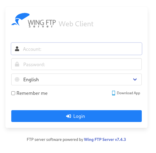 Wing FTP Server web interface at ftp.wingdata.htb